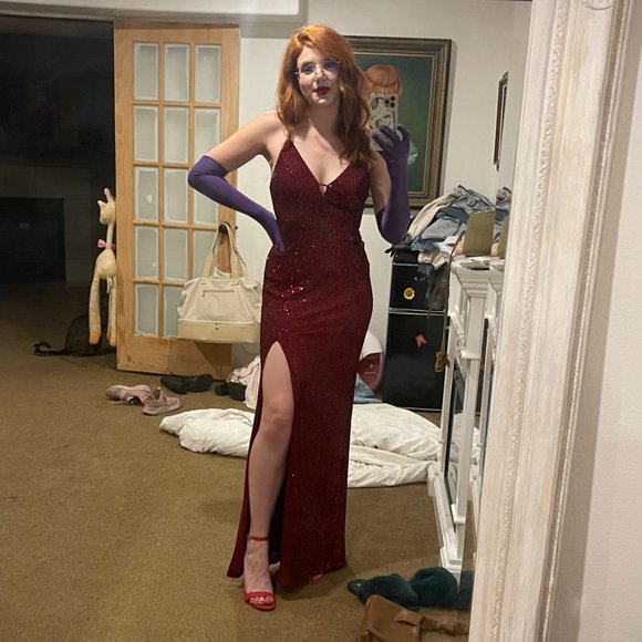 Perfect Jessica Rabbit Full Length Sequin Gown - Picture 1 of 5